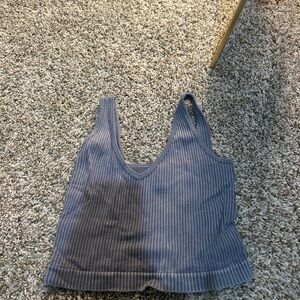 Aura Blue Ribbed Crop Top